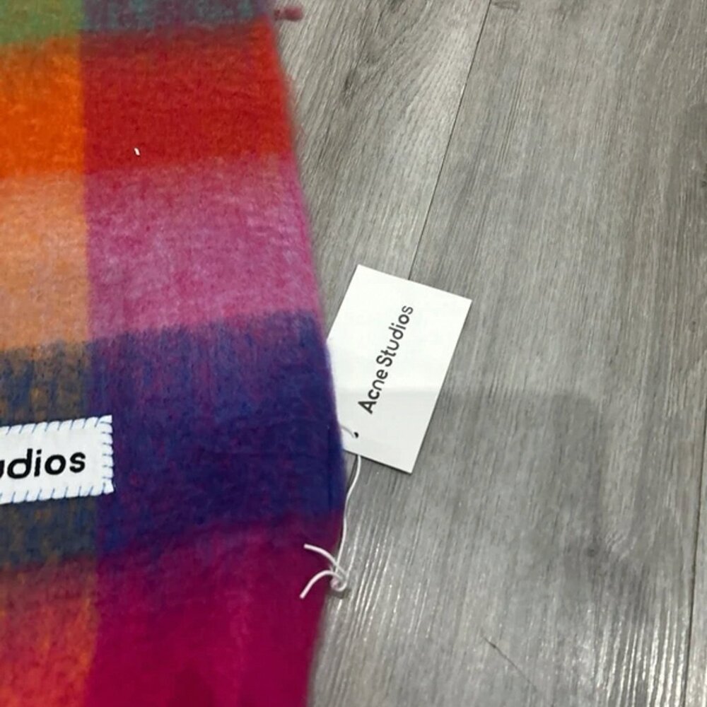 Acne Studios Multicolor Checked Wool Scarf - Picture 4 of 4